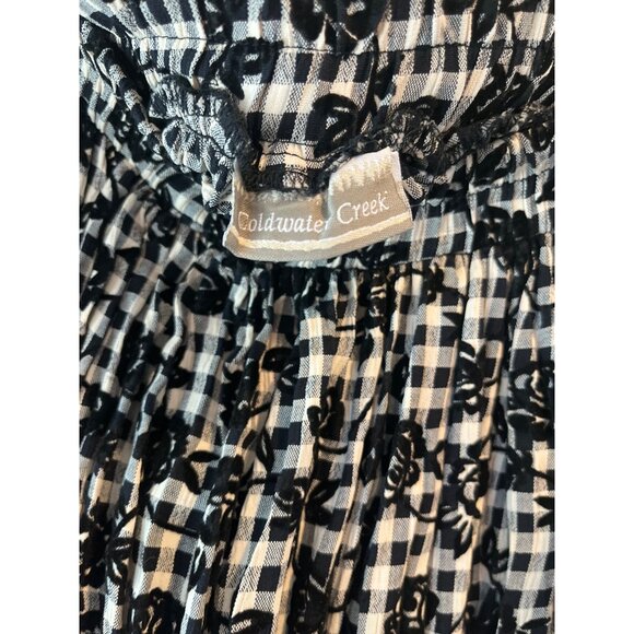 Coldwater Creek Black & White Floral Checkered Pleated Skirt - Picture 5 of 6